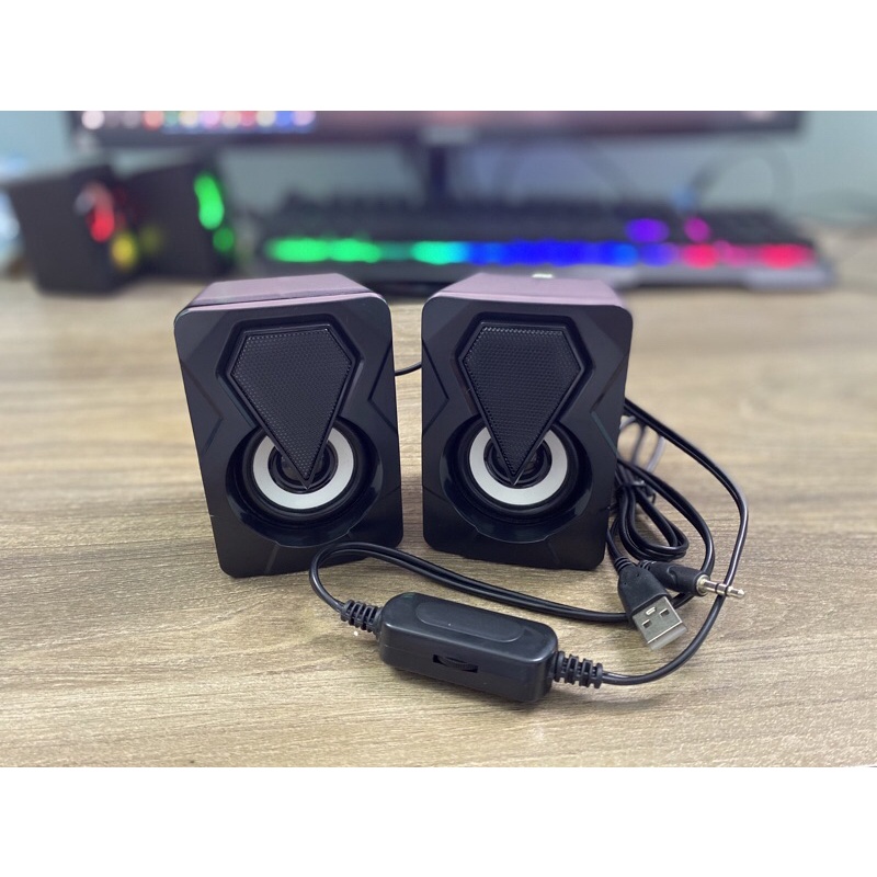 Loa máy tính mini có đèn led dễ thương nhỏ gọn bass căng