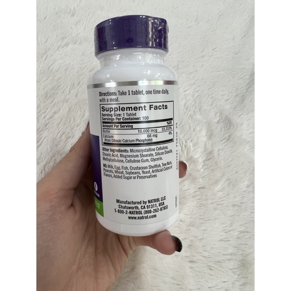Viên Uống Hỗ Trợ Mọc Tóc Và Chống Rụng Tóc Natrol Biotin Beauty 10,000mcg Hộp 100 Viên