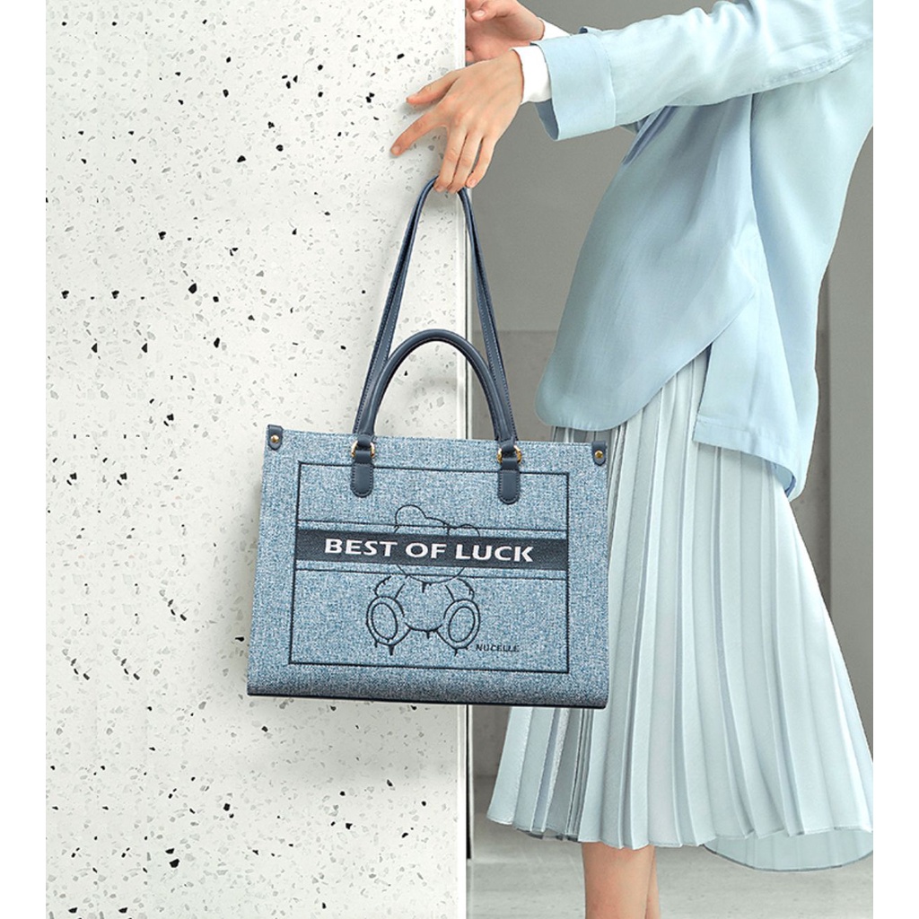 Túi xách nữ to size lớn tote bag thời trang hàng hiệu đẹp Nucelle Best of Luck 1171901 đi làm công sở