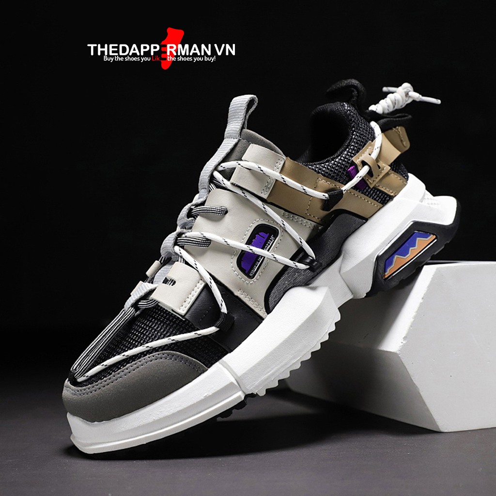 Giày thể thao sneaker nam THEDAPPERMAN XK008 tăng chiều cao 5cm, đế xẻ rãnh chống trơn, siêu chất, màu nâu