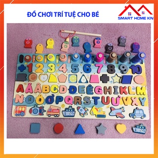 Đồ chơi trẻ em bảng chữ cái tiếng việt tiếng anh ghép số câu cá bằng gỗ lắp ráp xếp hình thông minh cho bé