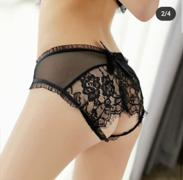 quần lót nữ ren nơ không đáy khoét đũng thun co dãn mềm mại thoáng mát
