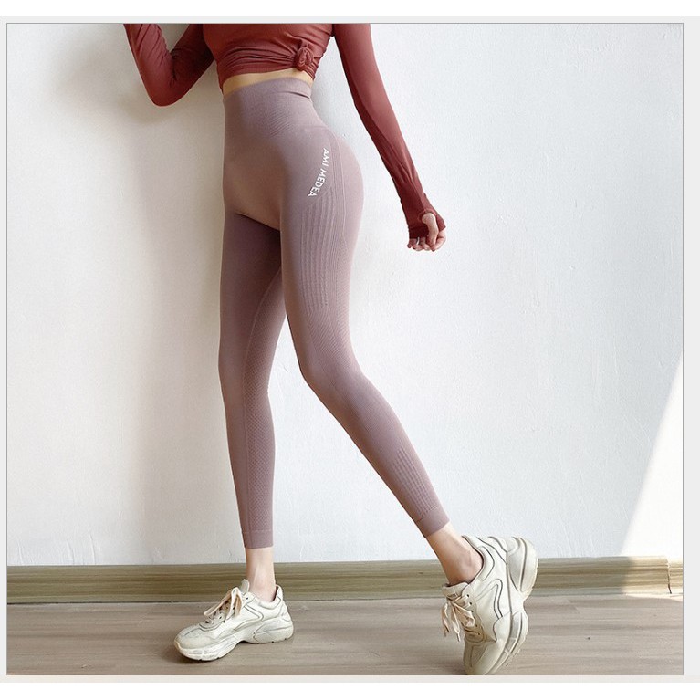 Quần legging cạp cao tập gym yoga aerobic nữ Linda025 vải dệt kim co giãn tốt, fit body