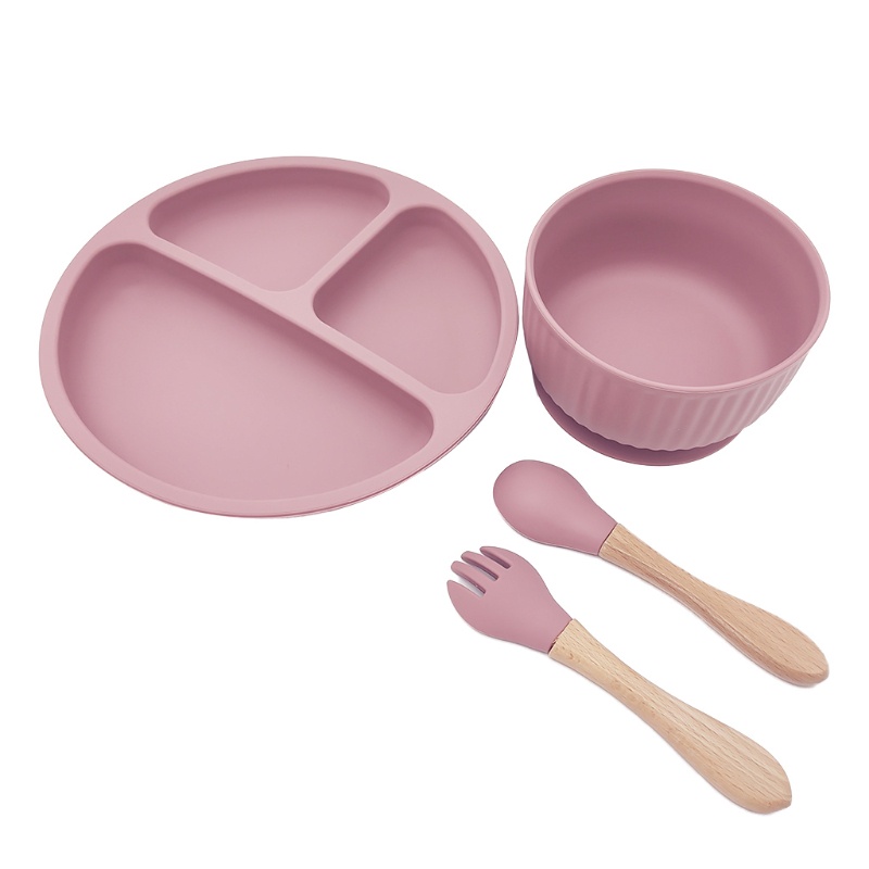 Bộ Dụng Cụ Tập Ăn 4 Món Bằng Silicone Cho Bé