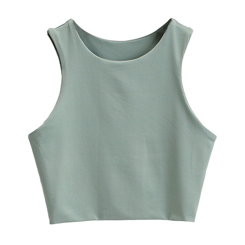Áo Croptop Sát Nách Cổ Tròn Màu Trơn Thời Trang Mùa Hè Cho Nữ