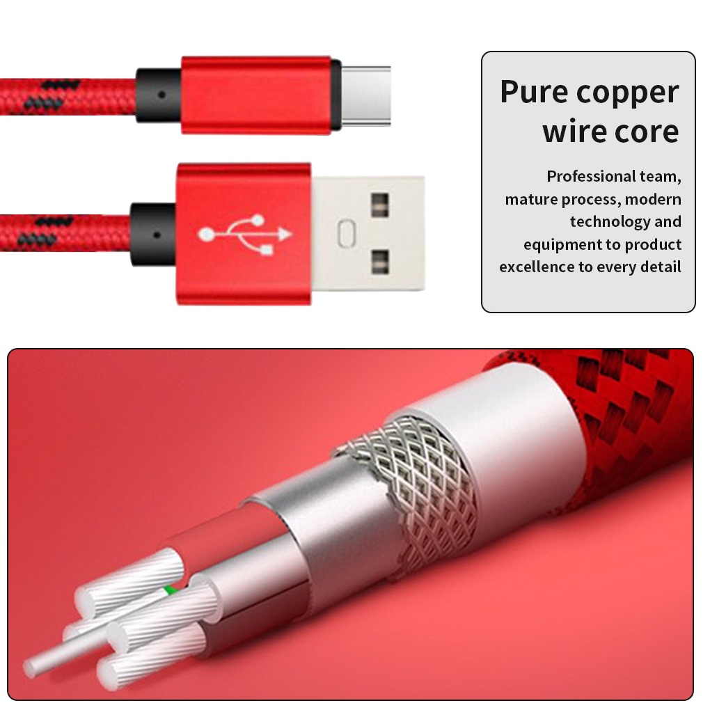 Cáp sạc accezz 2.4a type-c bộ sạc nhanh dây dữ liệu nylon cáp điện thoại cho oppo vivo
