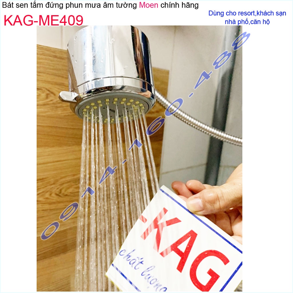 Đầu sen phun mưa Moen KAG-ME409, bộ đầu sen âm tường + cần inox tia nước mạnh thiết kế sang trọng thời trang tuyệt đẹp