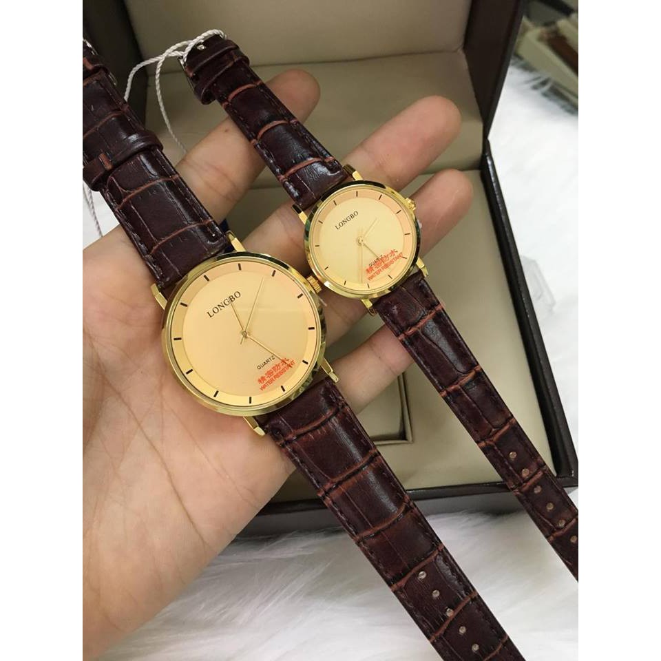 Đồng hồ đôi Longbo dây da màu nâu và đen- LBC10