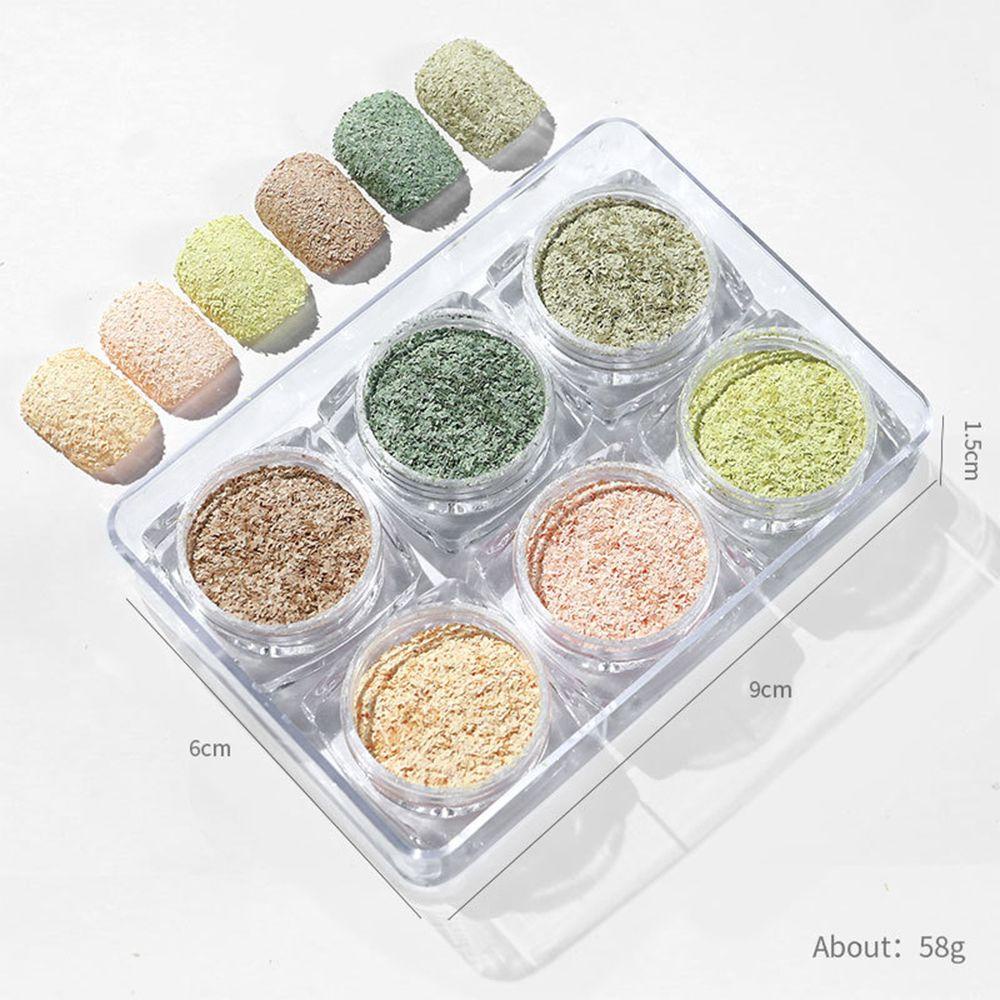 ❦ME❦ 6 Màu / Bộ 3D Mùn cưa long lanh Bột làm móng Macaron Hành lá Bột tự làm móng tay trang trí