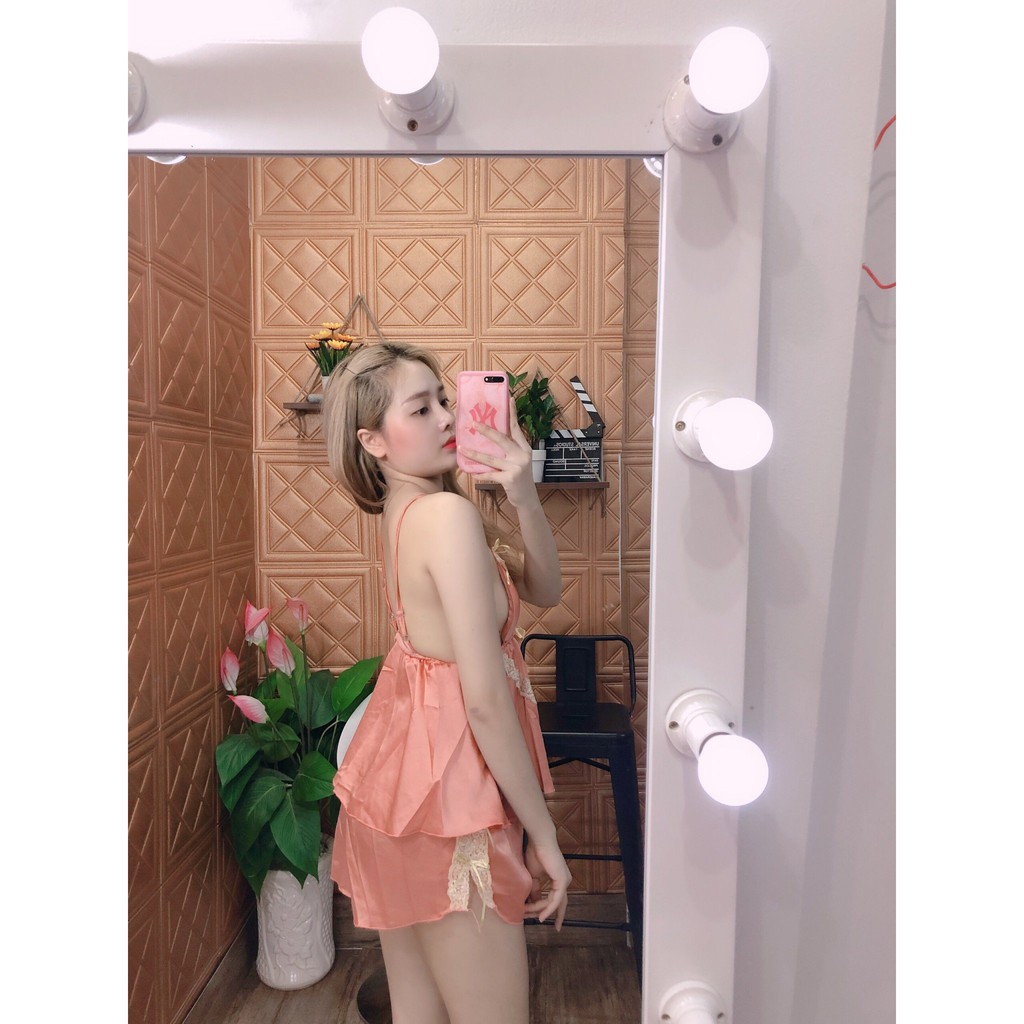 Đồ ngủ sexy SOJUN Bộ sexy ren trắng lụa cao cấp Freesize 40-60 kg