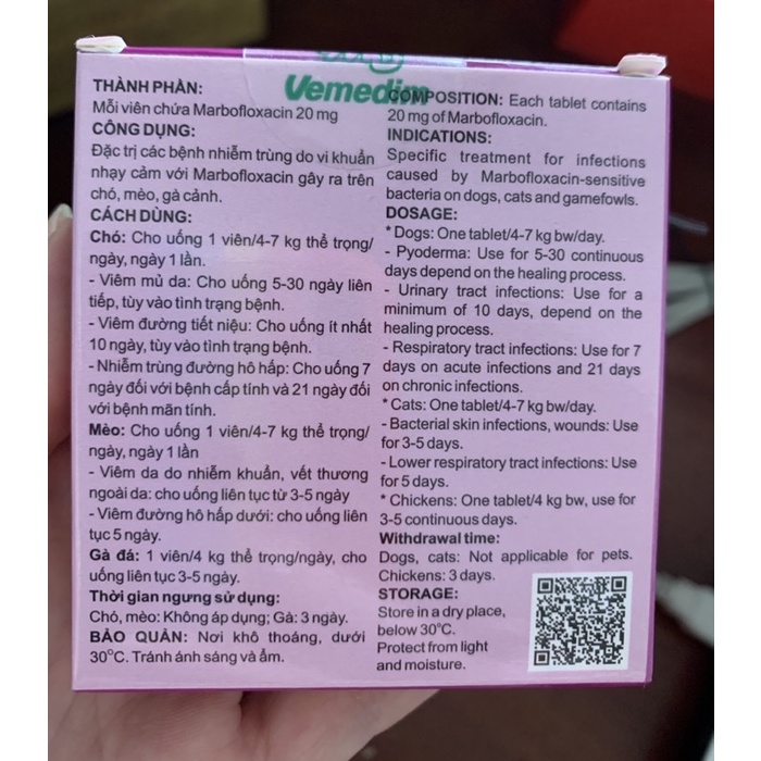 Viên Marbovitryl FD tác dụng hô hấp tiết niệu cho chó mèo gà