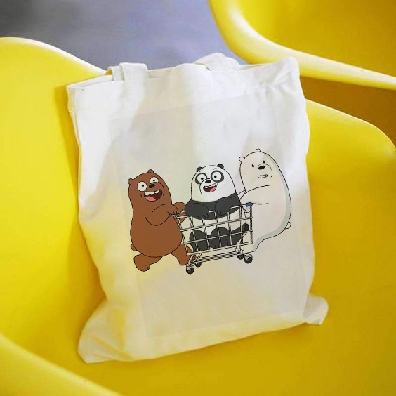 [Mã WAST10K giảm 10K đơn bất kỳ] Túi tote vải bố đeo vai canvas Gấu We Bare Bears