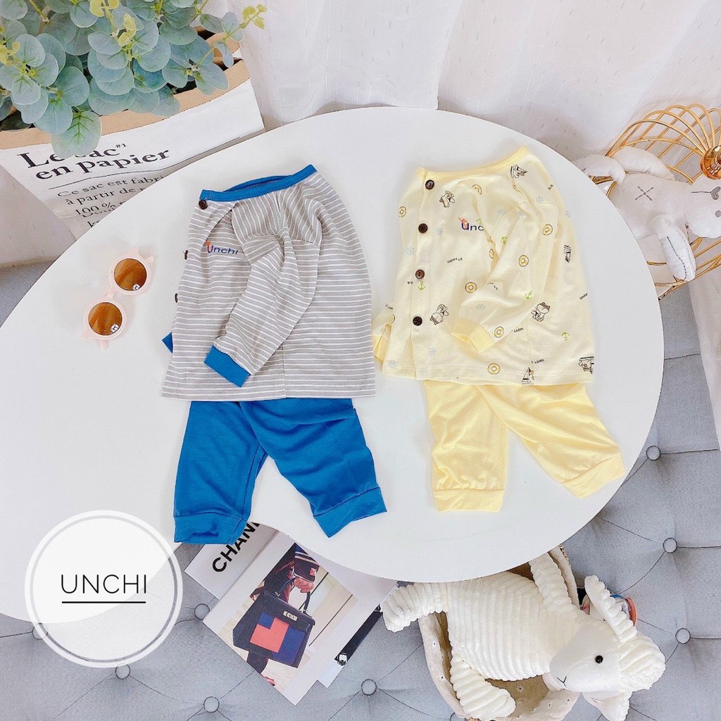 Đồ Bộ Dài Tay Unchi Cúc Giữa Chất Modal Gỗ Sồi Cao Cấp Cho Trẻ Sơ Sinh(Newborn) - 14Kg Namkidshop (QATE339)