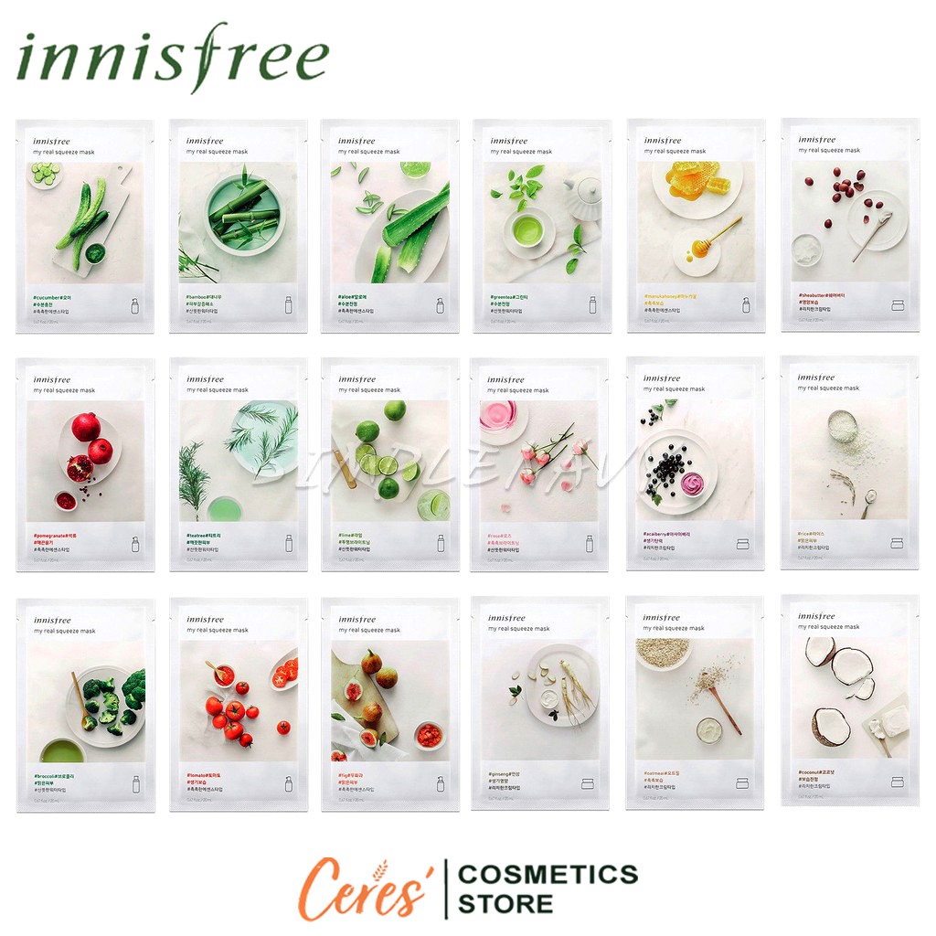 Mặt Nạ Innisfree 🌴𝑭𝒓𝒆𝒆𝒔𝒉𝒊𝒑🌴 Mặt Nạ Giấy Hàn Quốc My Real Squeeze Mask