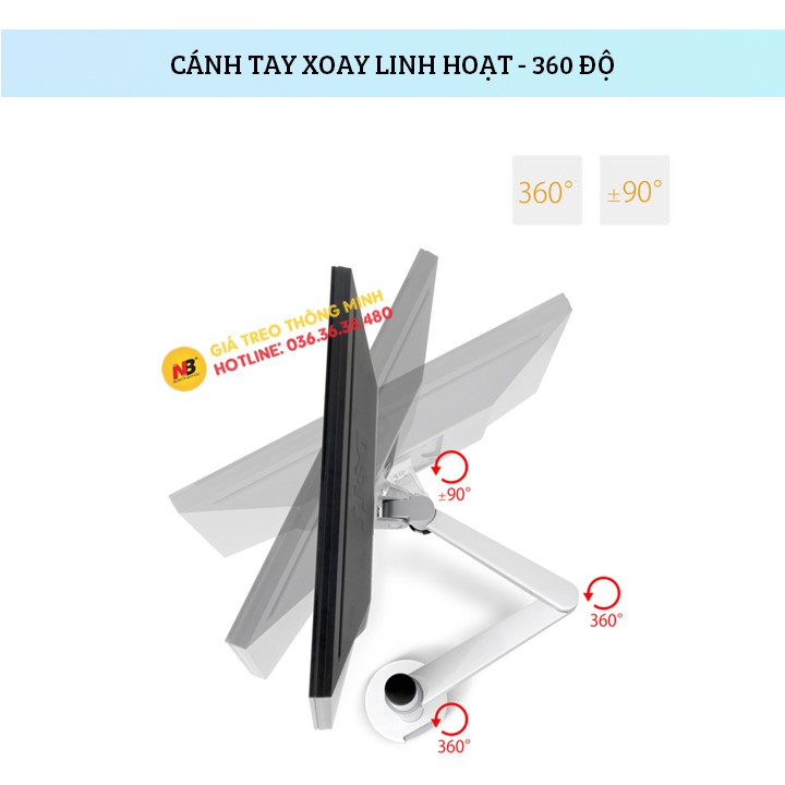 Giá Treo Màn Hình 17 - 32 Inch Kèm Kệ Đỡ Laptop / Macbook / Ipad 10 - 15.6 Inch - Hợp Kim Nhôm Cao Cấp - Model: OA - 7X