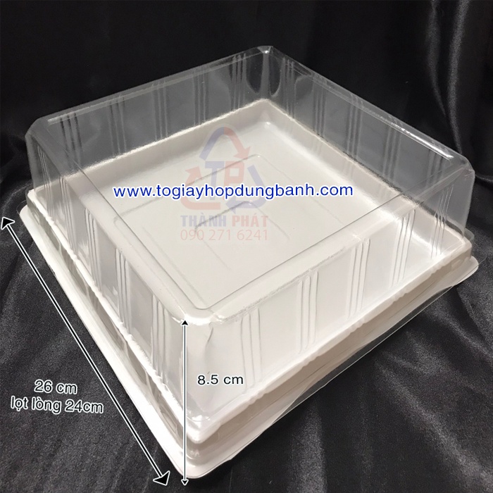 50 Hộp H121 nhựa vuông đựng 4 bánh trung thu rau câu, cá chép, bông lan trứng muối vuông