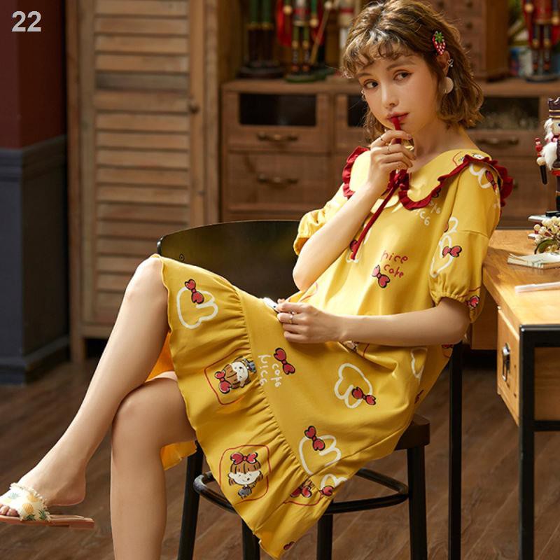 pyjamas nữ váy đêm hè mùa New Hàn Quốc phong cách sinh viên dễ thương dài tay cộng với kích thước phục vụ ở nh
