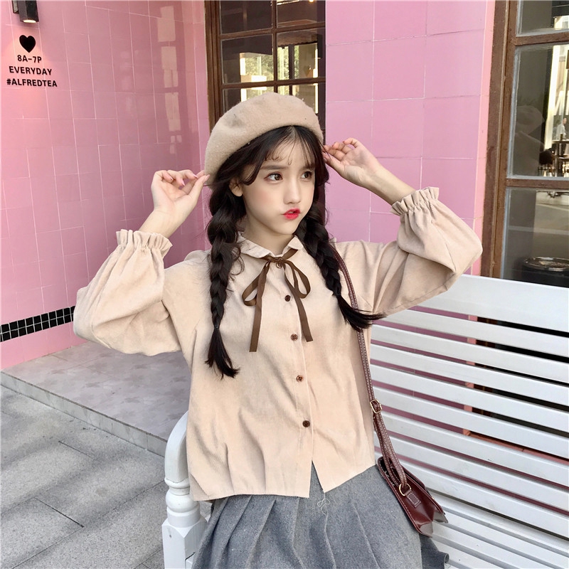 Áo sơ mi tay dài có nơ cổ thời trang cho nữ