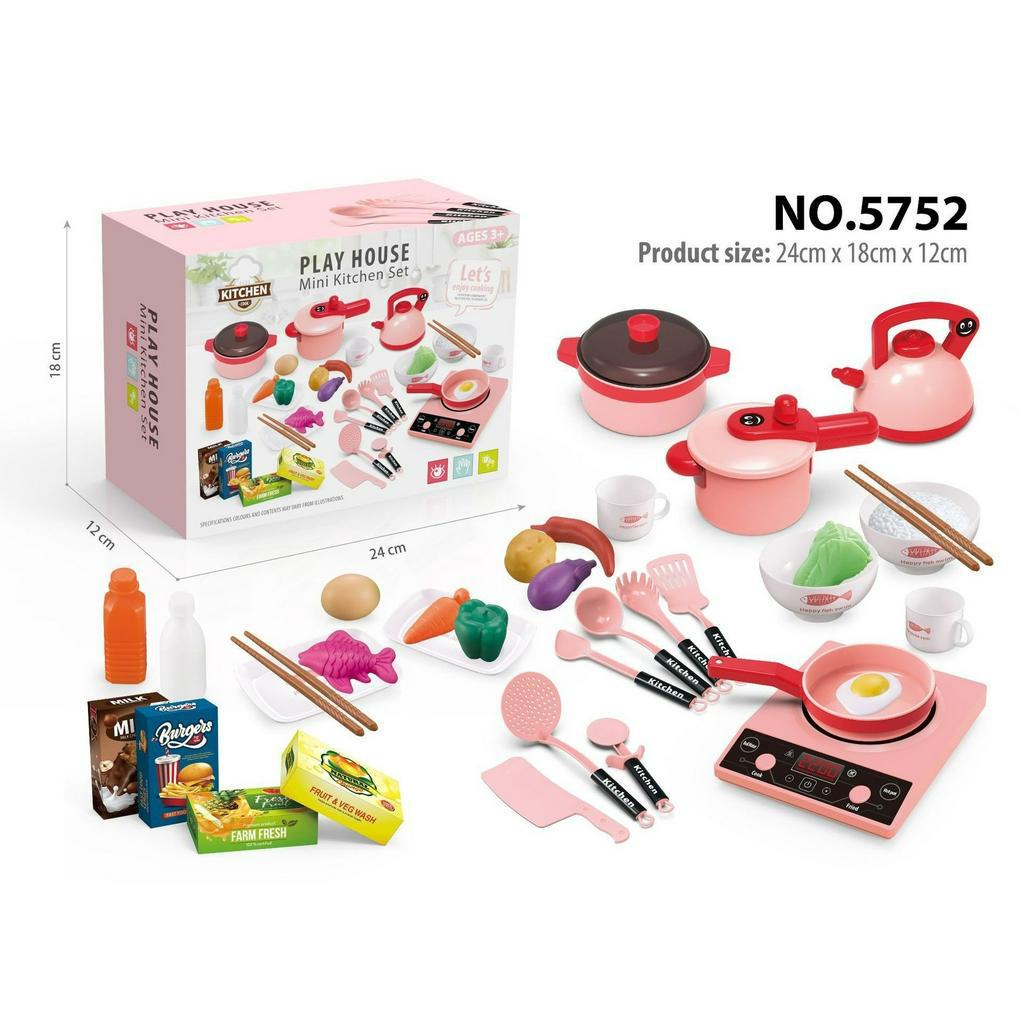Bộ nấu ăn Playhouse 36 chi tiết Mini kictchen Set, đồ chơi nhà bếp có đèn và âm thanh cho bé trai và bé gái- Binbibo