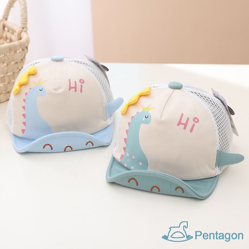 Mũ Lưỡi Trai Vải Lưới Mỏng Mềm Thoáng Khí Hình Khủng Long Hoạt Hình Đáng Yêu Cho Bé