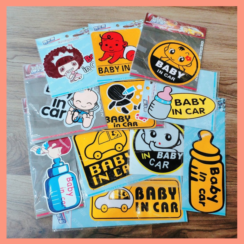 Decal Baby In Car Trang Trí Ô Tô Xe Hơi ngộ nghĩnh, dễ thương, nhiều mẫu