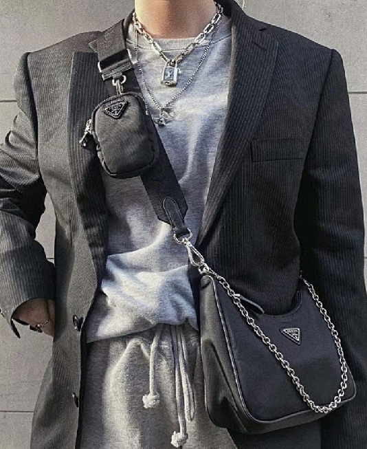 Set 3 túi đeo chéo đeo một bên vai phối chuỗi xích thời trang unisex có thể tháo rời mới năm 2020