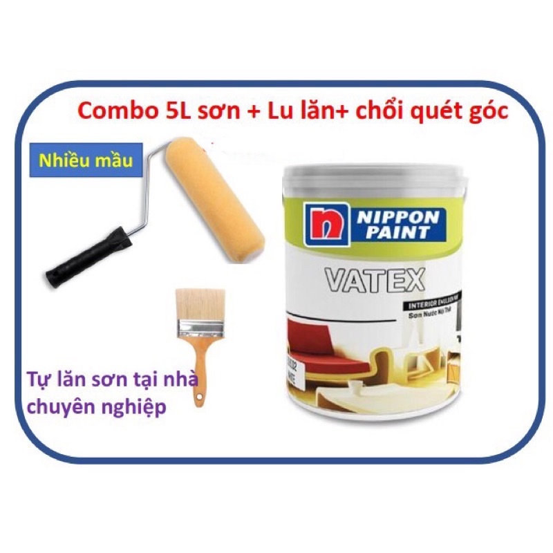 Combo sơn nhà 5 kg sơn TẶNG lu lăn sơn+chổi quét góc. sơn chính hãng