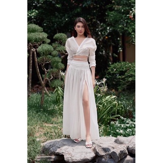 Set maxi sơmi tơ - kèm ảnh thật cận chất