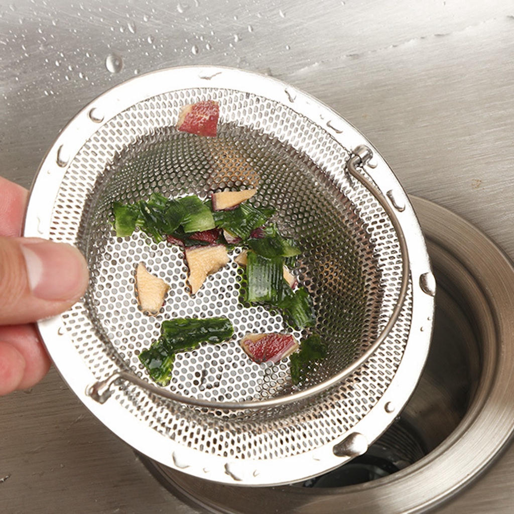 Lưới lọc rác bồn rửa chén/ bồn tắm bằng thép không gỉ có tay cầm tiện dụng cho nhà bếp/ nhà tắm