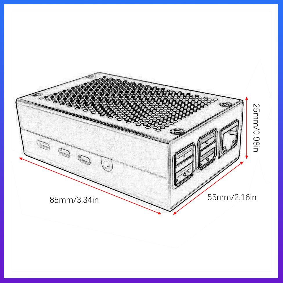 Hộp Nhôm Đựng Raspberry Pi 4 Kèm Quạt Tản Nhiệt Ốp