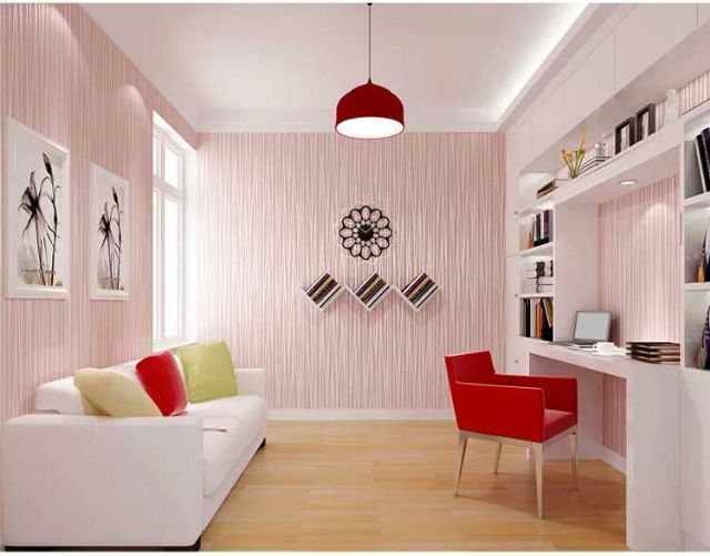 Decal giấy dán tường sợi chỉ nền hồng khổ 45cm keo sẵn