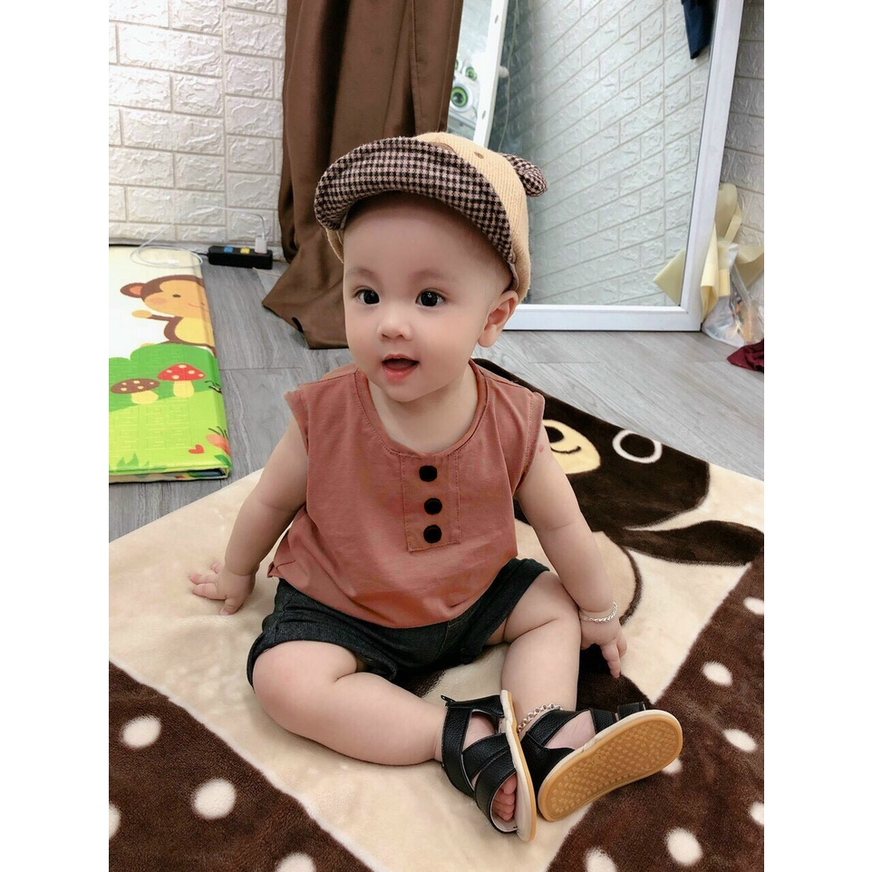 Đồ bộ cho bé quần áo ba lỗ đính cúc ngực AM728 TTR225