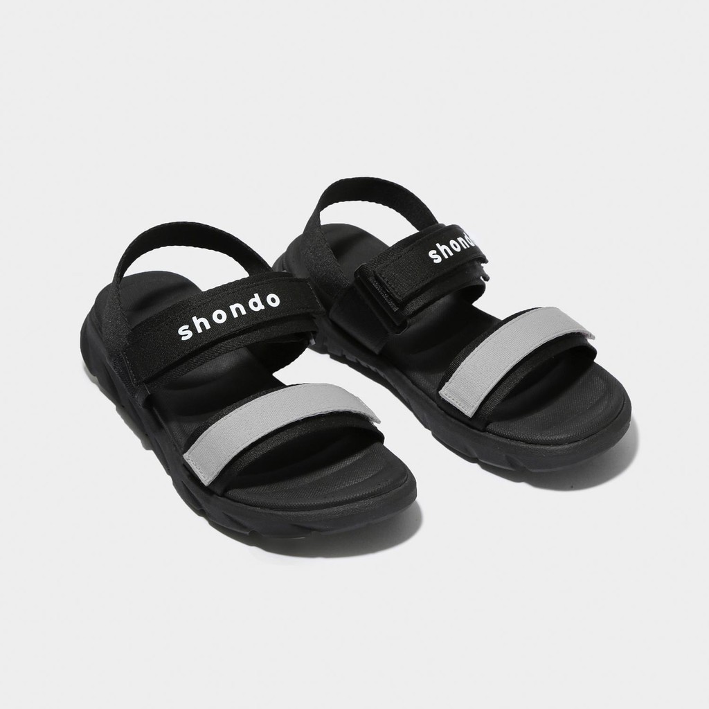 Giày sandal Shondo F6 sport quai ngang đen full kèm dán xé F6S112