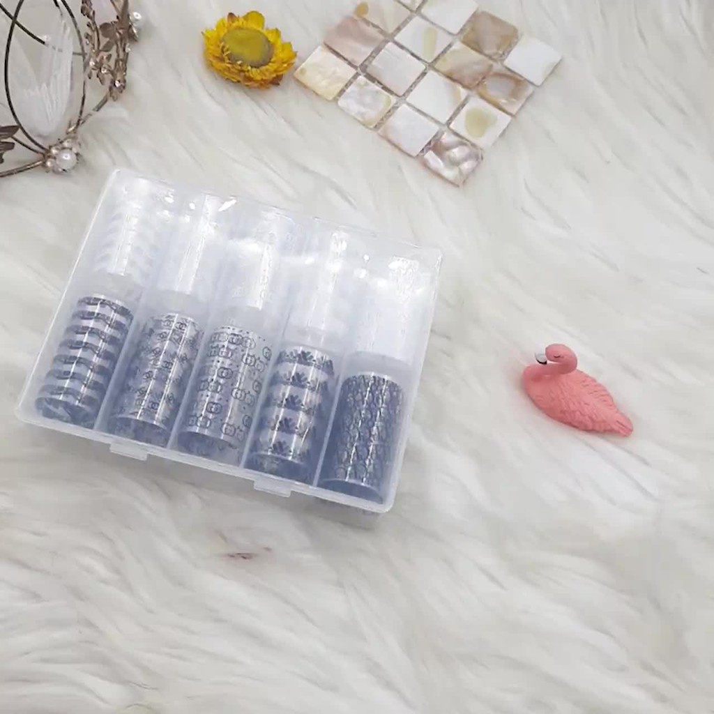 Foil nail hoạ tiết thương hiệu màu đen, foil dán móng Thiên Di Nail