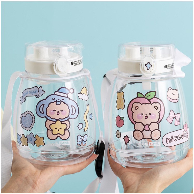 Sticker dán bình nước, chai, lọ chiết hình thỏ gấu cute