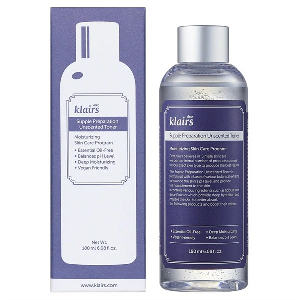 Nước hoa hồng dưỡng ẩm không mùi Klairs Supple Preparation Unscented Toner