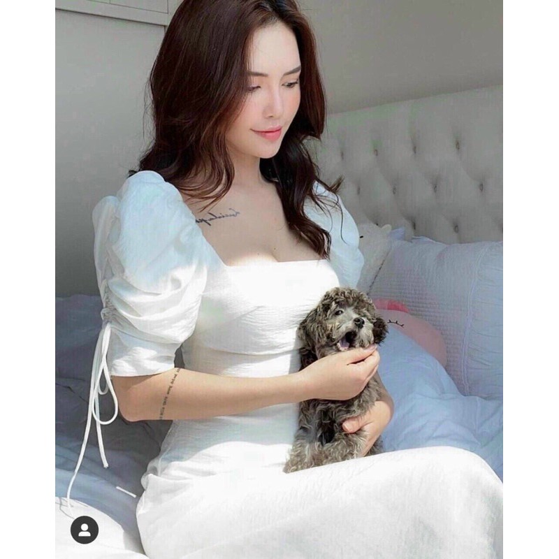 ĐẦM TAY PHỒNG RÚT DÂY( CÓ MÚT NGỰC ), chất liệu đũi