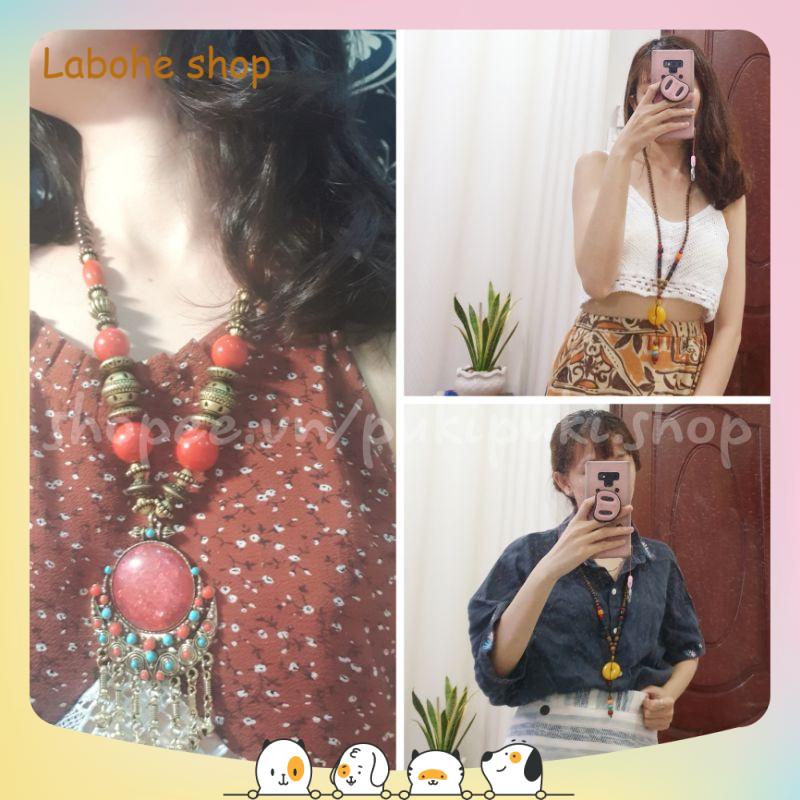 Vòng đeo cổ vòng đầu phối charm phong cách Tây Tạng Boho