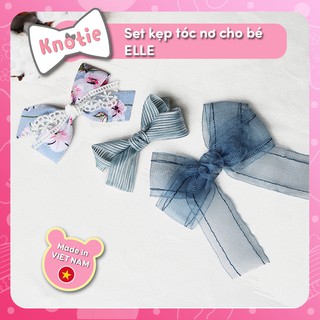 Set kẹp tóc nơ cho bé Elle thiết kế phong cách vintage