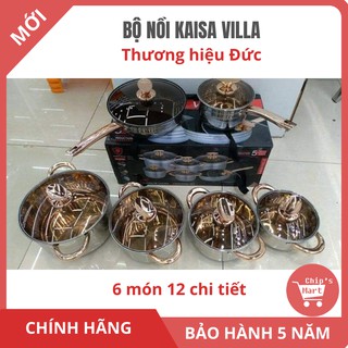 Bộ nồi KAISA VILLA - 6 món 12 chi tiết – Thương hiệu Đức – Dùng cho mọi loại bếp đặc biệt là bếp từ