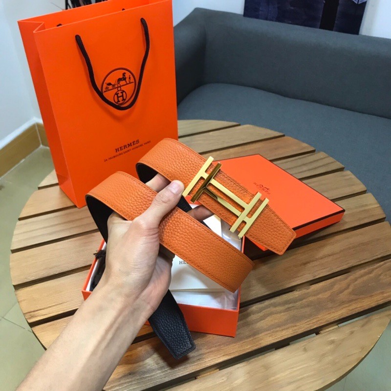 thắt lưng da hai mặt khoá thép chống rỉ dây nhỏ hermes HM