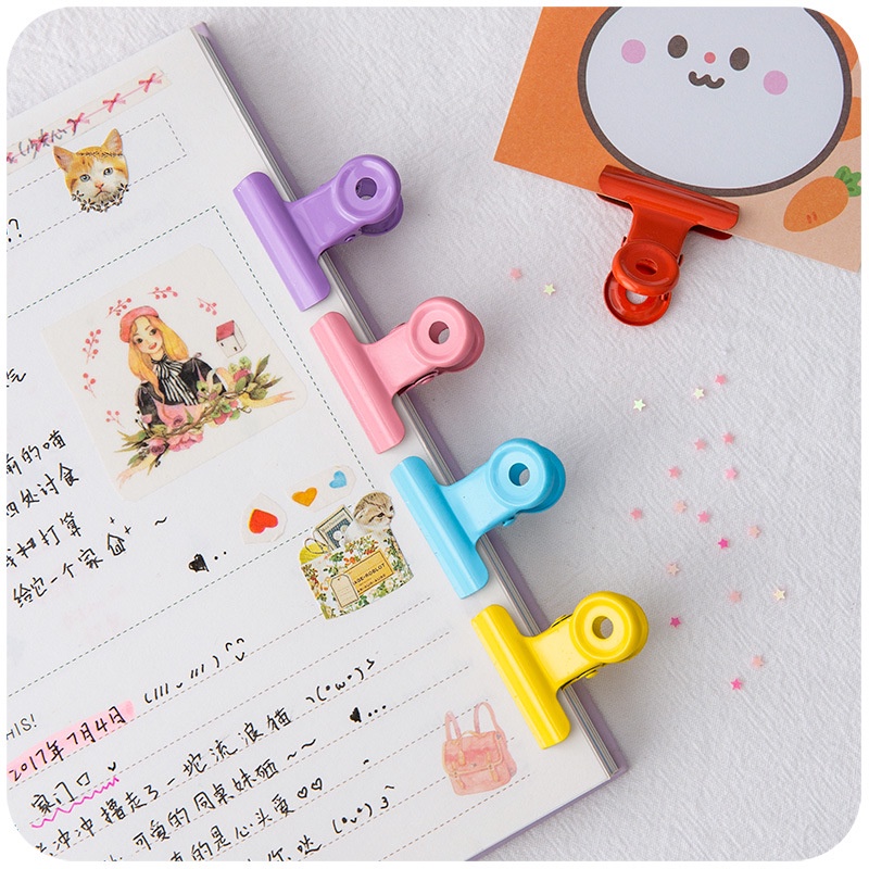 Set 5 Kẹp Giấy Kim Loại Đuôi Dài Màu Hồng Dễ Thương Dành Cho Học Sinh