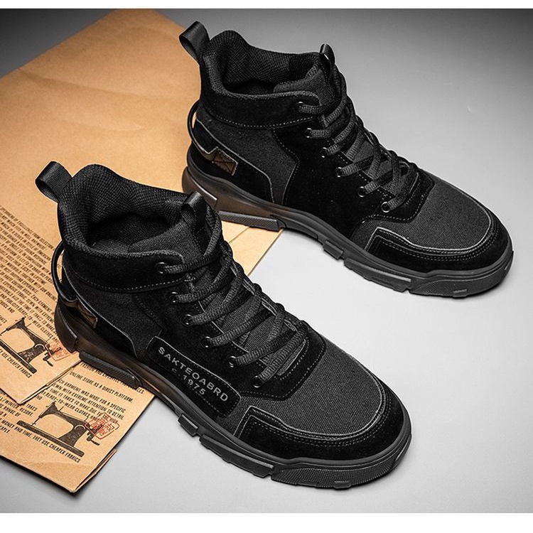 Giày sneaker nam cao cổ da lộn cao cấp Sakteo phong cách chiến binh cực kỳ bền bỉ và năng động TH-05