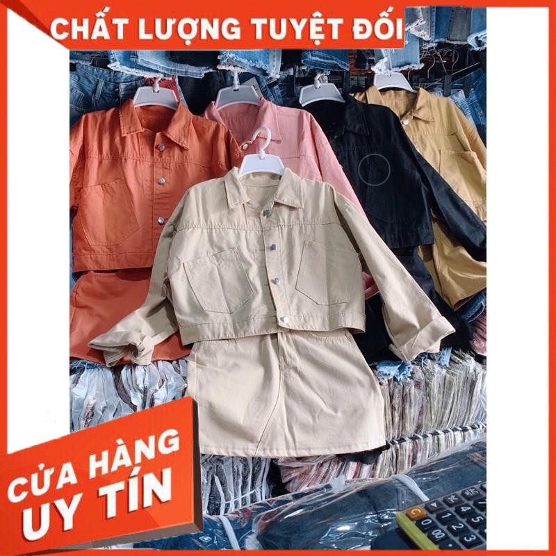Set khoác chân váy A kaki cực xinh hàng có size | BigBuy360 - bigbuy360.vn