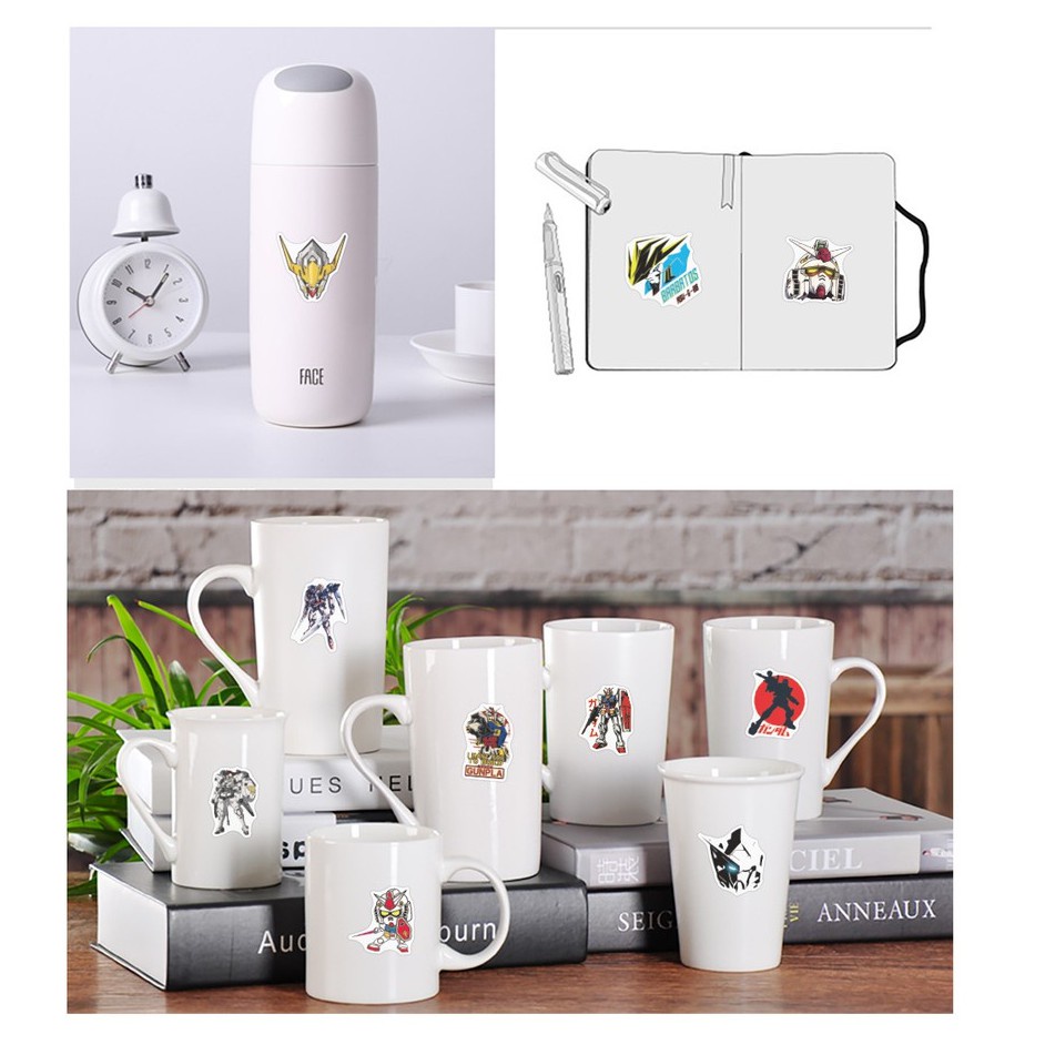 Set 100/50/25/10 nhãn dán họa tiết Gundam chống nước trang trí thủ công độc đáo