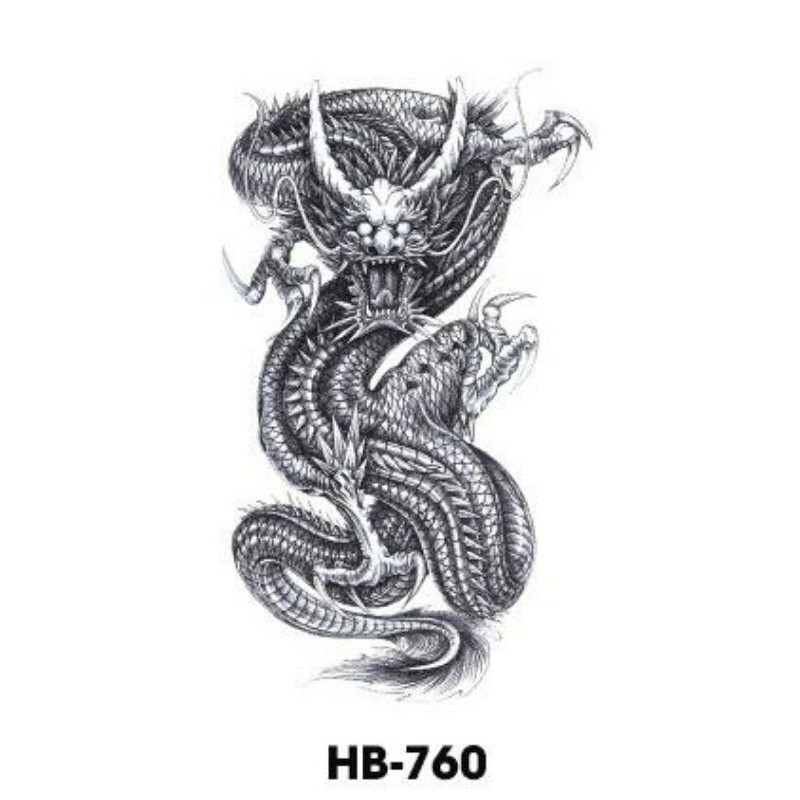 Tattoo dán 3D hình rồng nổi giận siêu đẹp HB 760