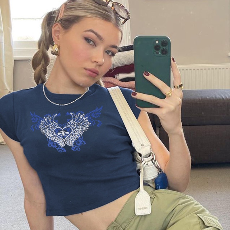 Áo Thun Tay Ngắn Cổ Tròn In Họa Tiết Phong Cách Retro Đường Phố