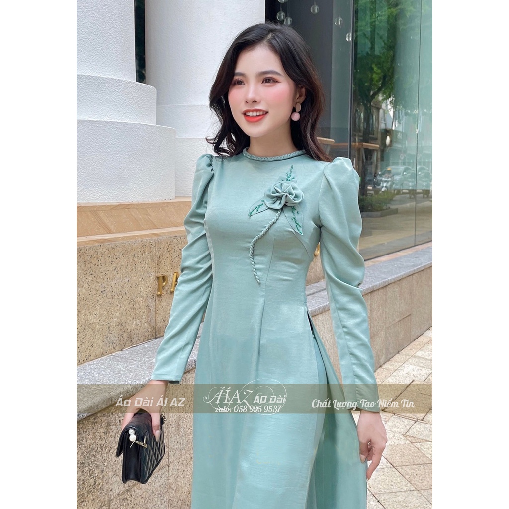 Áo Dài Truyền Thống Nữ Vai Bồng Thủ Công KV04