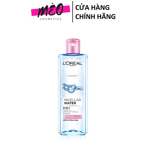 Nước Tẩy Trang Loreal - L'Oreal Paris 3-in-1 Micellar 400ml HồngSạch sâuGiữ ẩmMềm dasữa rửa mặt l oreal-Loreal