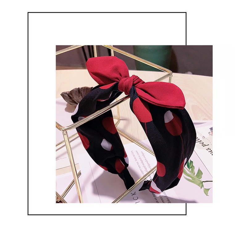 Băng Đô Cài Tóc Thắt Nơ Họa Tiết Chấm Bi Màu Sắc Ngọt Ngào Phong Cách Hàn Quốc